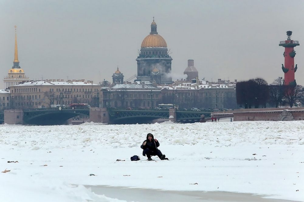 Ice Fishing On The Neva River