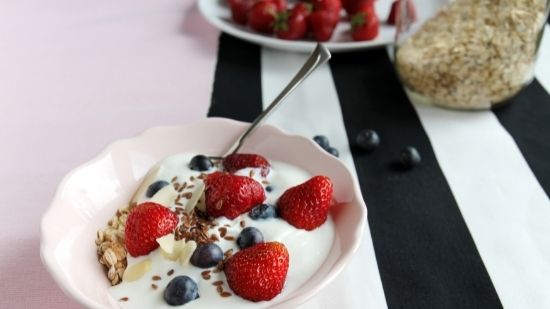 Greek Yogurt And Mixed Berries.