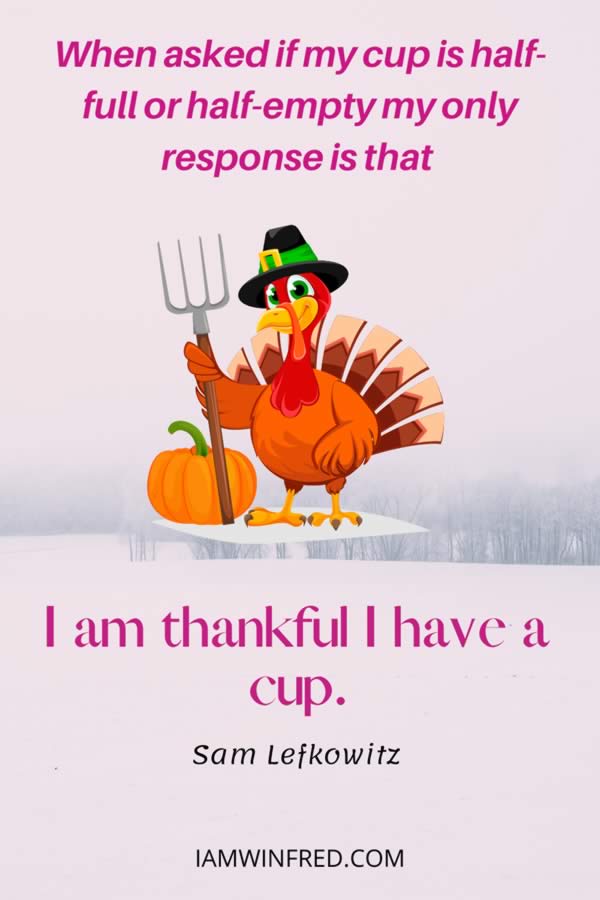 When Asked If My Cup Is Half Full Or Half Empty My Only Response Is That I Am Thankful I Have A Cup.